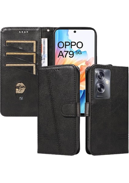 Kredi Kartı Yuvası Preslenmiş Oppo A79 5g Cüzdan Telefon Kılıfı Için Filp Durumda (Yurt Dışından)