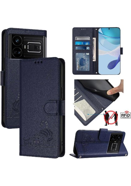 Realme Gt Neo 3 Için Kılıf Cüzdan Kapak Çevirin Kedi Rfıd Kart Yuvası Tutucu (Yurt Dışından)