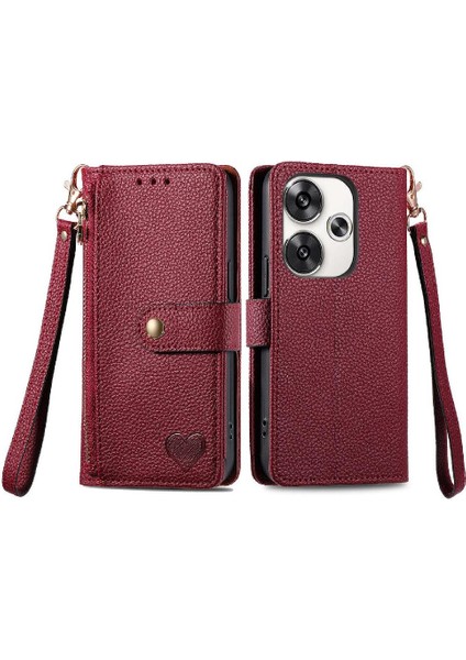 Xiaomi Poco F6 5g Darbeye Fermuar Cüzdan Aşk Deri Için Flip Case (Yurt Dışından)