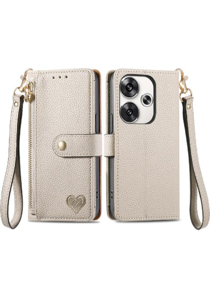 Xiaomi Poco F6 5g Darbeye Fermuar Cüzdan Aşk Deri Için Flip Case (Yurt Dışından)