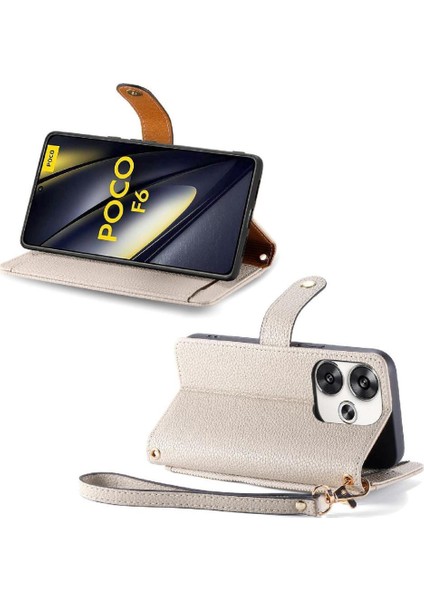Xiaomi Poco F6 5g Darbeye Fermuar Cüzdan Aşk Deri Için Flip Case (Yurt Dışından)