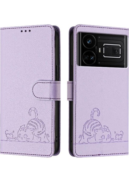 Realme Gt Neo 3 Için Kılıf Cüzdan Kapak Çevirin Kedi Rfıd Kart Yuvası Tutucu (Yurt Dışından)