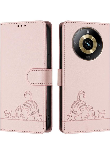 Realme 12 5g Kedi Rfıd Kart Yuvası Tutucu Için Kickstand Cüzdan Kapak Çevirin (Yurt Dışından)