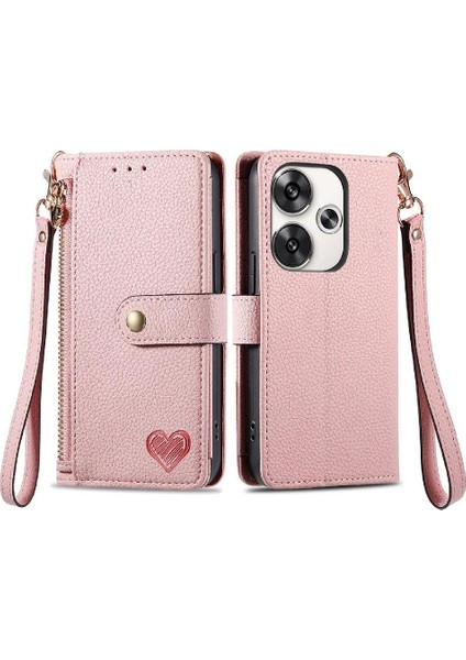 Xiaomi Poco F6 5g Darbeye Fermuar Cüzdan Aşk Deri Için Flip Case (Yurt Dışından)