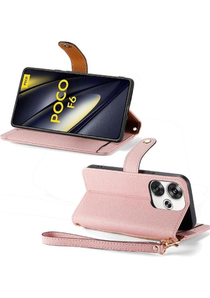 Xiaomi Poco F6 5g Darbeye Fermuar Cüzdan Aşk Deri Için Flip Case (Yurt Dışından)