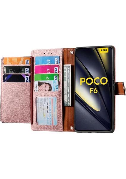 Xiaomi Poco F6 5g Darbeye Fermuar Cüzdan Aşk Deri Için Flip Case (Yurt Dışından)