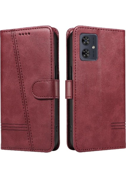 Motorola Moto G54 5g Ayrılabilir Siyah Bilezik Için Filp Durumda Preslenmiş Pu (Yurt Dışından)