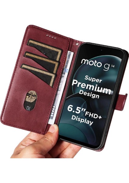 Motorola Moto G14 4g Cüzdan Telefon Kılıfı Için Filp Durumda Ayrılabilir Siyah ile (Yurt Dışından) indirimleri