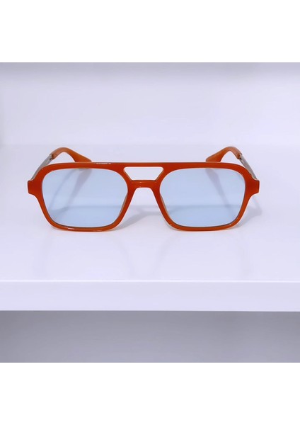 Ayel Glasses Retro Güneş  Gözlüğü Turuncu Çerçeve Mavi  Cam