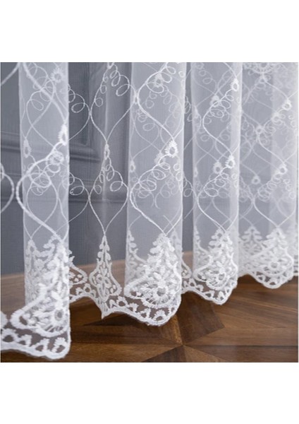 Selçuklu Damask Brode Işlemeli 1/3 Kat Pile Tül Perde fırsatları