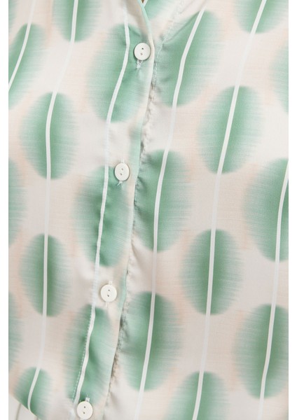 3964 Hafif Dökümlü Saten Gömlek - B. Haki indirimleri