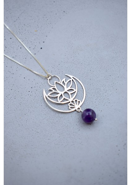 Doğal Taşlı Gümüş Kolye