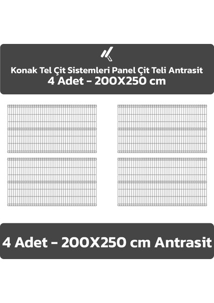 ÇİT SİSTEMLERİ 4 ADET PANEL ÇİT TELİ 200 X 250 CM