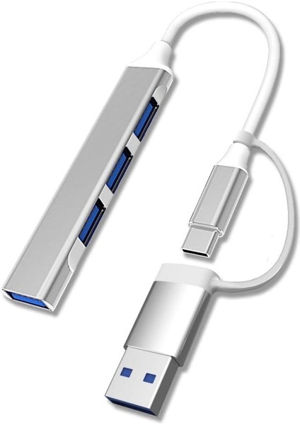 Buffer® 4 Port'lu Bağlantı Istasyonu Ultra Ince USB Bölücü Type-C Tipi Çoklu Arayüz Adaptörü Multi USB Çoklayıcı