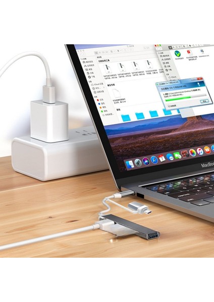 Buffer® 4 Port'lu Bağlantı Istasyonu Ultra Ince USB Bölücü Type-C Tipi Çoklu Arayüz Adaptörü Multi USB Çoklayıcı