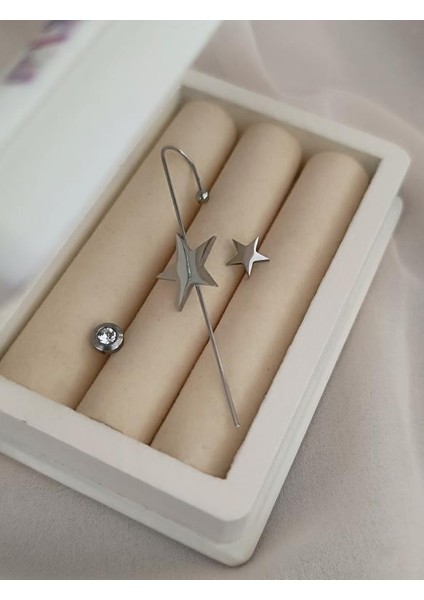 Kıkırdak Küpe Set Kararmaz Çelik 316L Lüks Kadın Küpe 16990
