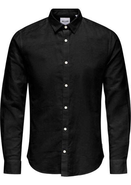Erkek Onscaiden Slim Fit Keten Gömlek 22012321 Siyah