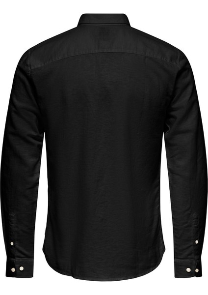 Erkek Onscaiden Slim Fit Keten Gömlek 22012321 Siyah