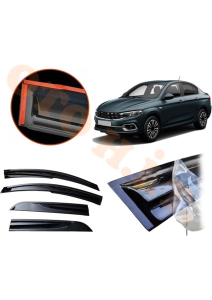 Fiat Egea Sedan Cam Rüzgarlığı Parlak Siyah Tam Uyumlu fiyatları