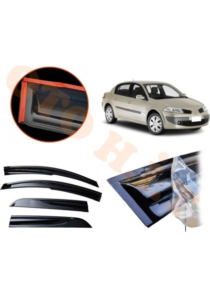 Renault Megane 2 Sedan Cam Rüzgarlığı Parlak Siyah Tam Uyumlu