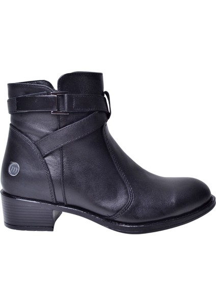 D24KB-1670 Siyah Kadın Deri Bot