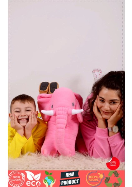 Pelus Oyuncak Kiz Erkek Cocuk Oyuncak Ayı Sevimli Fil Uyku Arkadaşım 80 cm - 85 cm - Pembe - 4+ Yaş - Türkçe - Hayır - Hayır