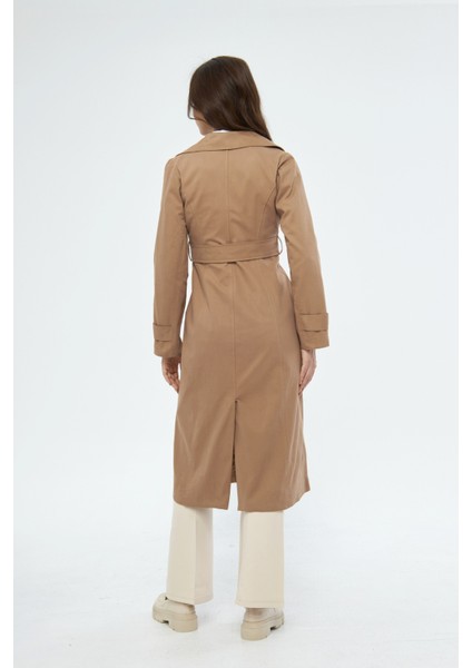 %100 Pamuk Ekstra Uzun (120CM) Kruvaze Kadın Trençkot 1121 fırsatları