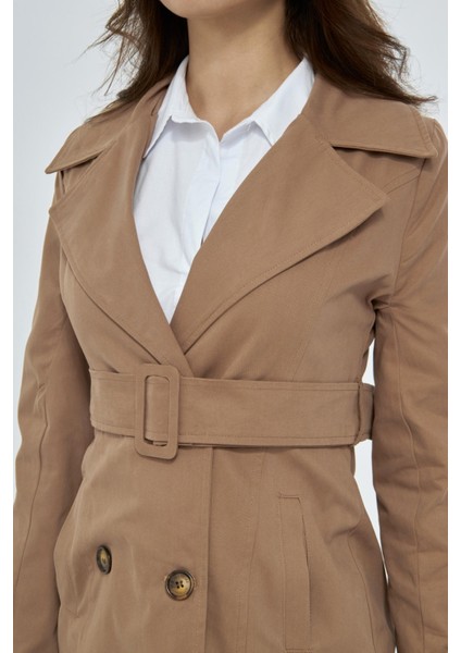 %100 Pamuk Ekstra Uzun (120CM) Kruvaze Kadın Trençkot 1121 indirimleri