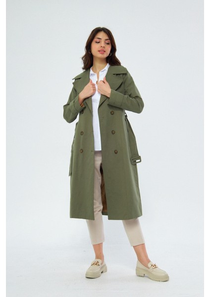 %100 Pamuk Ekstra Uzun (120CM) Kruvaze Kadın Trençkot 1121 fiyatları