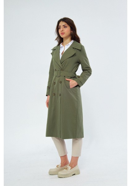 %100 Pamuk Ekstra Uzun (120CM) Kruvaze Kadın Trençkot 1121 modelleri