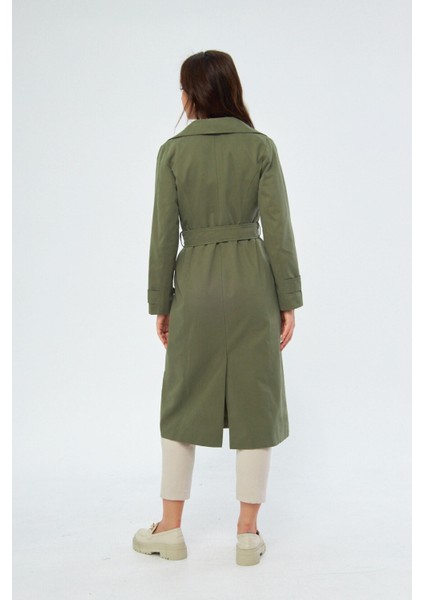 %100 Pamuk Ekstra Uzun (120CM) Kruvaze Kadın Trençkot 1121 fırsatları