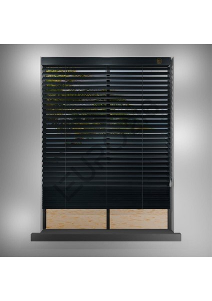 Ahşap Jaluzi Perde 50 mm GERÇEK AHŞAP Redüktörlü / Zincirli ANTRASİT Renk modelleri
