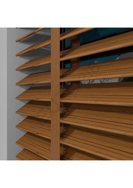 Ahşap Jaluzi Perde 50 mm GERÇEK AHŞAP Redüktörlü / Zincirli Kurdeleli MEŞE Renk fiyatları