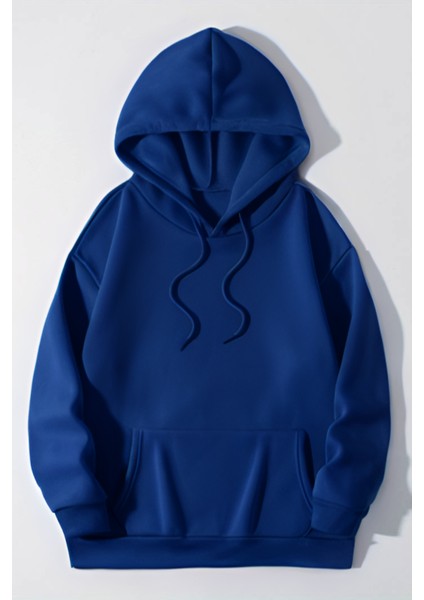 Kadın Casual Bol Kesim Kanguru Cep Kalın 3 Iplik Şardonlu Hoodie Okul Sweatshirt