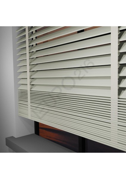 Ahşap Jaluzi Perde 50 mm GERÇEK AHŞAP Redüktörlü / Zincirli Kurdeleli KREM Renk indirimleri