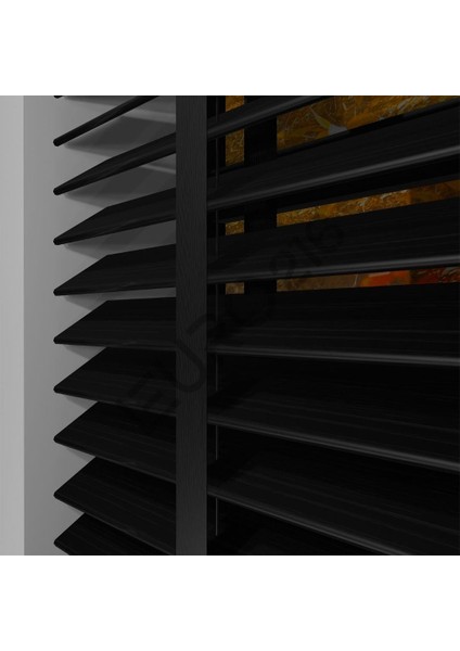 Ahşap Jaluzi Perde 50 mm GERÇEK AHŞAP Redüktörlü / Zincirli Kurdeleli SİYAH Renk fiyatları