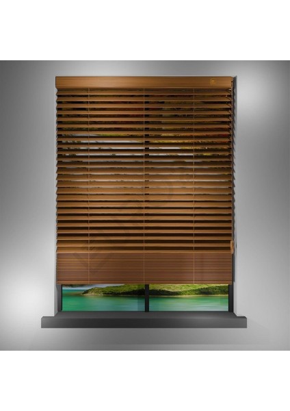 Ahşap Jaluzi Perde 50 mm GERÇEK AHŞAP Redüktörlü / Zincirli MEŞE Renk modelleri