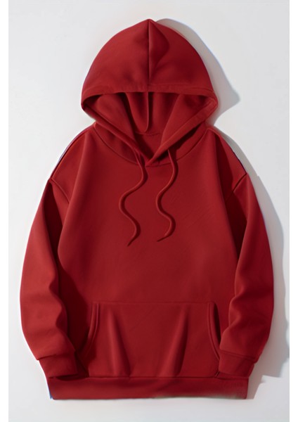 Kadın Casual Bol Kesim Kanguru Cep Kalın 3 Iplik Şardonlu Hoodie Okul Sweatshirt