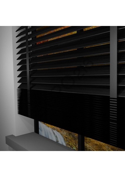 Ahşap Jaluzi Perde 50 mm GERÇEK AHŞAP Redüktörlü / Zincirli Kurdeleli SİYAH Renk indirimleri