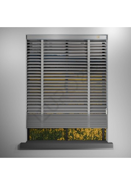 Ahşap Jaluzi Perde 50 mm GERÇEK AHŞAP Redüktörlü / Zincirli Kurdeleli GRİ Renk modelleri