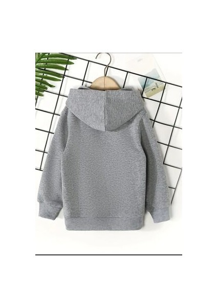 Kız Çocuk Gri Kapüşonlu Princess Baskılı Sweatshirt