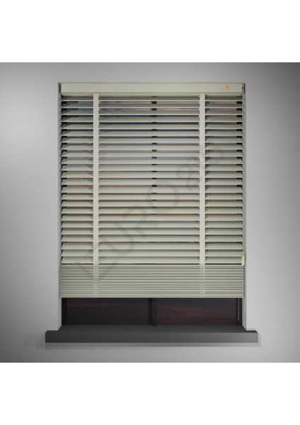 Ahşap Jaluzi Perde 50 mm GERÇEK AHŞAP Redüktörlü / Zincirli Kurdeleli KREM Renk modelleri