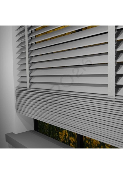 Ahşap Jaluzi Perde 50 mm GERÇEK AHŞAP Redüktörlü / Zincirli Kurdeleli GRİ Renk indirimleri