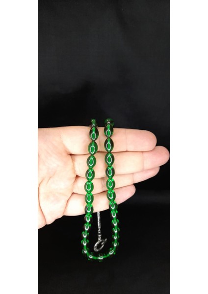 Çubuk Kehribar Tesbih Beyzi Kesim Yeşil Renk T-368 fiyatları