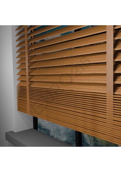 Ahşap Jaluzi Perde 50 mm GERÇEK AHŞAP Redüktörlü / Zincirli Kurdeleli MEŞE Renk indirimleri