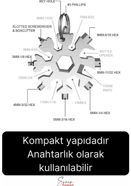 Çok Amaçlı Metal Kar Tanesi Tornavida Seti Taşınabilir Pratik Alyan Takımı 18 In 1 Anahtarlık Açıcı