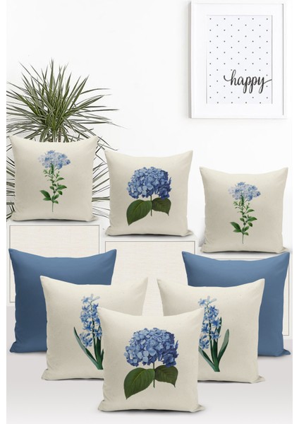 Botanik Serisi Çift Tarafı Dijital Baskılı 8'li Kırlent Kılıfı Seti (Botanic Cushion Cover)
