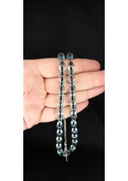 Sürmeli Uçak Camı Tesbih Turkuaz-Şeffaf Renkli Beyzi Kesim T-354 fiyatları