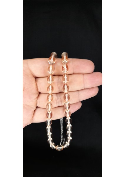 Sıkma Kehribar Tesbih Kapsül Kesim Mavi-Turkuaz Renk T-349