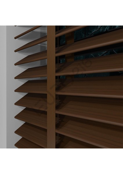 Ahşap Jaluzi Perde 50 mm GERÇEK AHŞAP Redüktörlü / Zincirli Kurdeleli CEVİZ Renk fiyatları